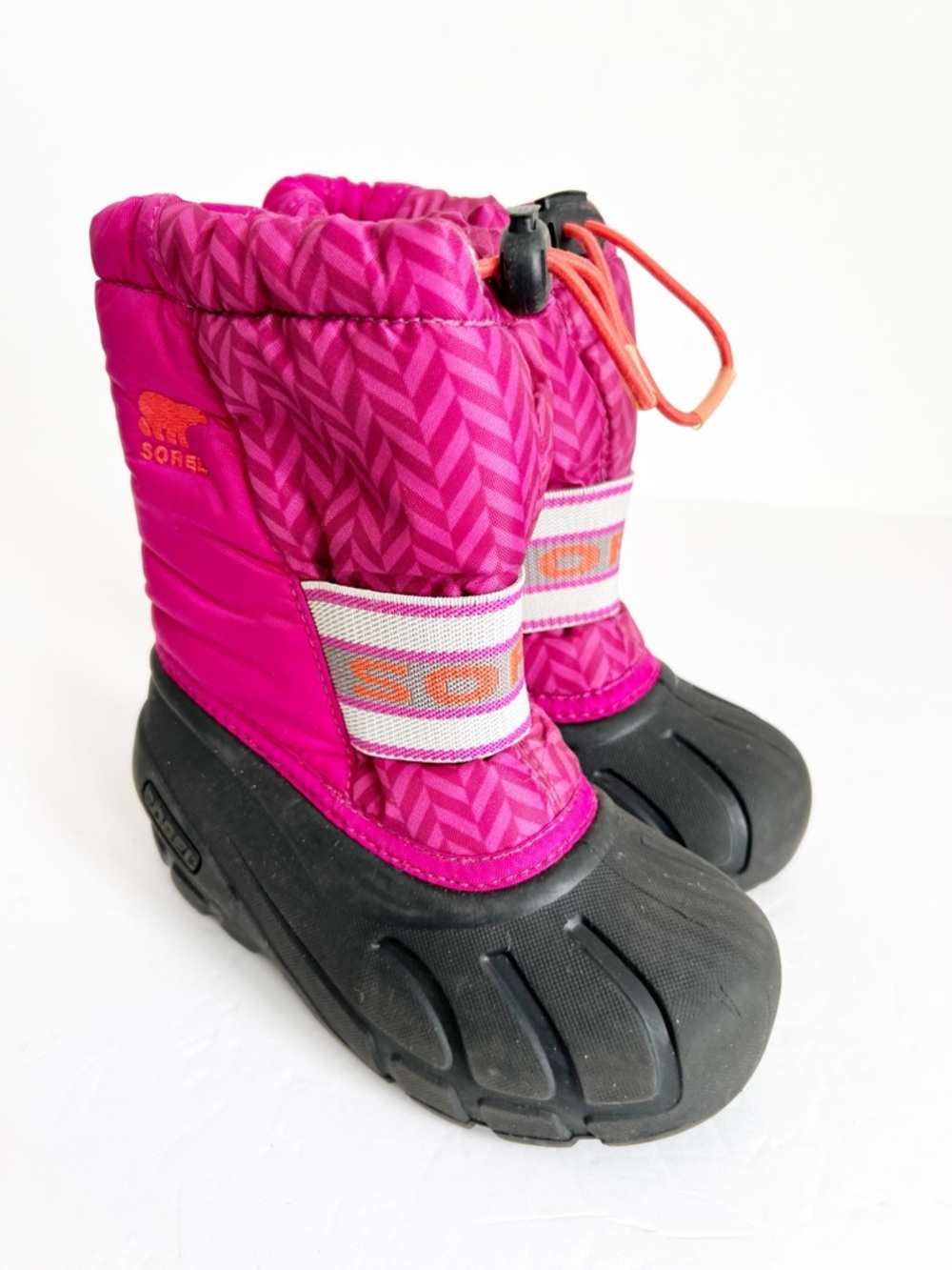 SZ 10 Sorel Kids Pink and Black Insulated Snow Boots